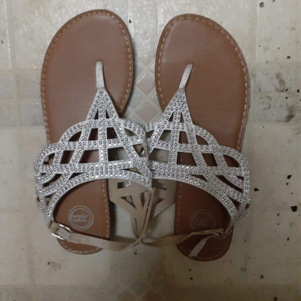 Wonder Nation Silver and Brown Sandals